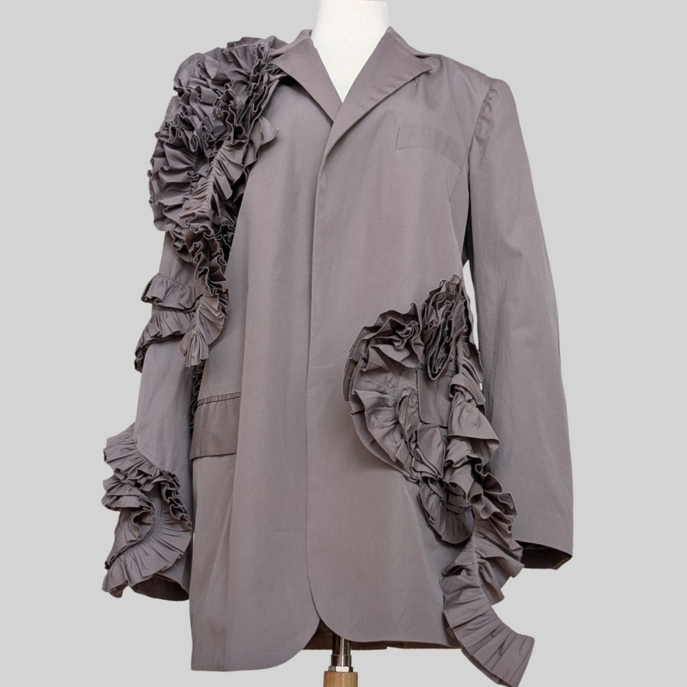 Dries Van Noten SS23 Runway Ruffle Blazer Jacker Womens Medium Avant Garde Gray